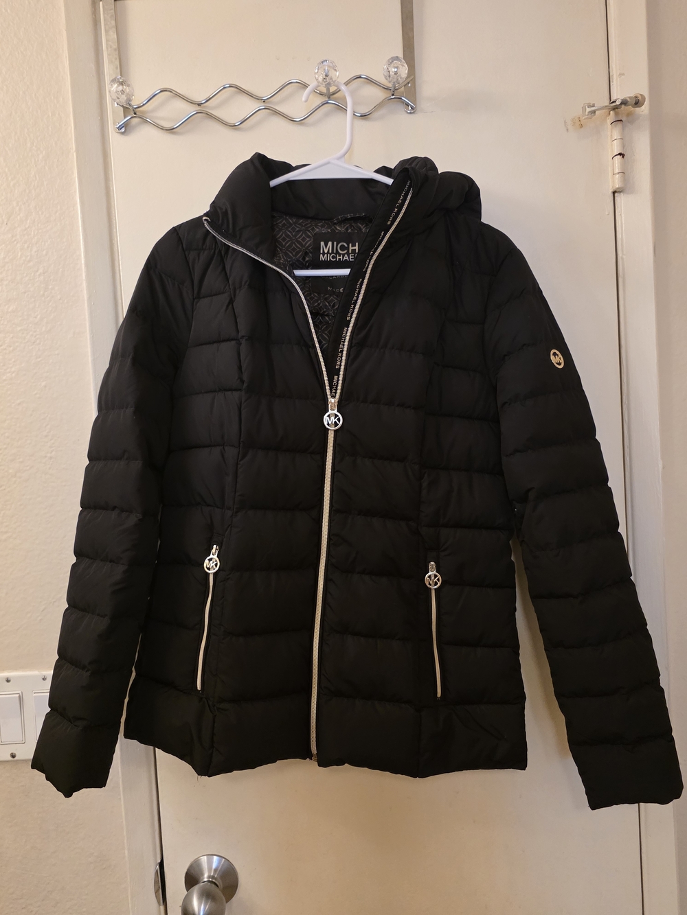 Michael Kors Black Quilted Kids Puffer Jacket with Hood